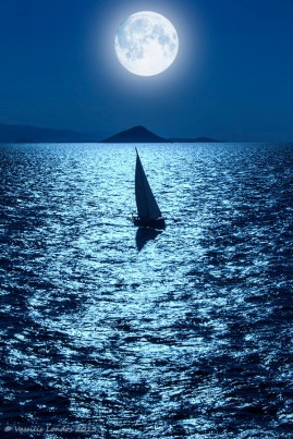 boat in moonlight